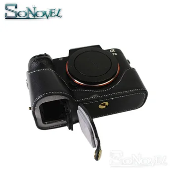 PU Usnje Pol Fotoaparat Spodnjem Primeru Vrečko Kritje Za Sony A72 A7M2 A7ii A7RII A7R2 Mirrorless Sistem za Fotoaparat torba