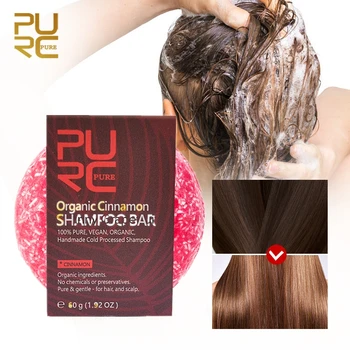 PURC Original Lase Zgosti Cimet Šampon Bar Krepitev Las Root Anti Hair Loss Obnovo Rasti Las Milo za Nego Las
