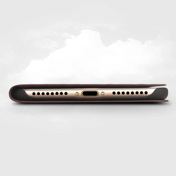 QIALIN Klasični Poslovni Slog Flip Cover za Apple iPhone 8 Moda Pravega Usnja Primeru za iPhone 8 plus Ročno izdelane Kartice Slotov