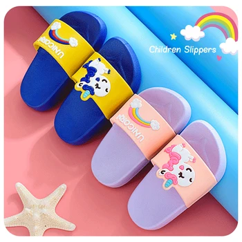 Rainbow Unicorn Copati Za Otroke, Novo Poletje Fant Dekle Plaži Čevlji Baby Toddler Mehko Notranji Kopalnica Copate Flip Flops