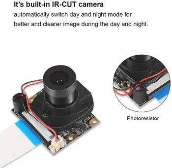 Raspberry Pi 4 B 3 B+ Modula Kamere Samodejno IR-Cut Preklop Dan/Noč Vizijo Video Modul Nastavljiv Fokus 5MP 1080p