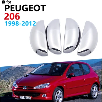 Razkošno Chrome Vrat Ročaj Kritje Trim Set za Peugeot 206 206+ 206sw 206cc 1998 1999 2010 2011 2012 Dodatki Avto Nalepke