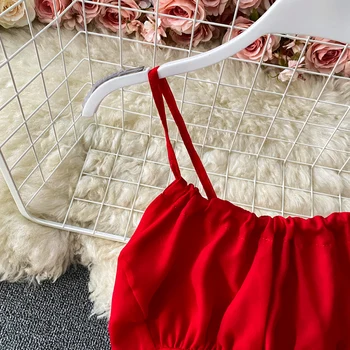Rdeča Seksi Stranka Špageti Trak Nezakonitih Dolga Obleka Ženske Elegantne Sashes Velikem Zamahu, Brez Naramnic Vestidos Pomlad Jesen Nova Moda