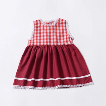 Rdeče/bela dekleta telovnik obleko poletje priložnostne brez rokavov malčka obleka za malčke baby oblačila bebe vestidos