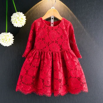 Rdeče Žogo Obleke Formalno Dekleta obleko Jesen Princess Obleka Rose Cvet Dekle Obleko za Poroko, Otroci, Oblačila, 2-6T
