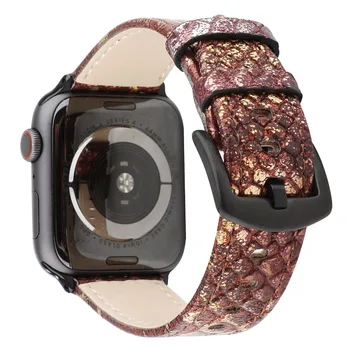 Retro Kača Usnje Pasu za Apple Watch Band Serije 4 3 2 1 Usnje Zamenjava Pasu za Apple iWatch Trak 44 42mm 40 mm 38 mm