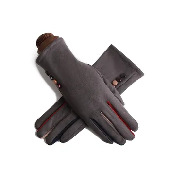 Rokavice ženske zimske zadebelitev toplino jahanje na prostem multi-funkcijo zaslona na dotik usnje, žamet ženske rokavice