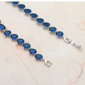 ROLILASON eleganten Nakit za Ženske Globoko Modra Kristal Srebro na Debelo trgovina na Drobno poroko postavke Modni nakit TB855