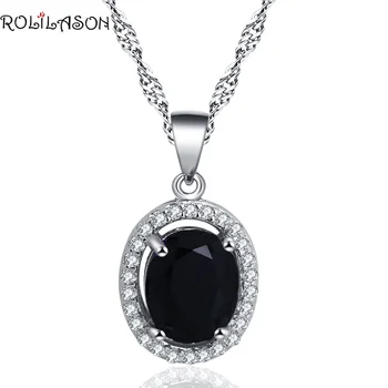 ROLILASON high-end design black cirkon kristalno srebrne barve ogrlico, obesek klasično poslovno darilo raje LN684