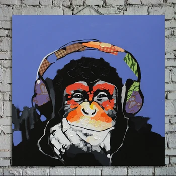Ročno Poslikane Stene V Slikah, Oljna Slika Na Platnu Visoko Kakovost Slike Razmišljanje Opica Velik Okras Za Dnevno Sobo