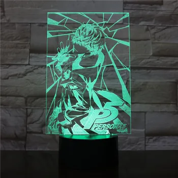RPG P5 Persona 5 Japonski Akira Kurusu Slika USB, 3D LED Nočna Lučka Dekoracijo Fantje Otrok Otroci Baby Darila, namizne Svetilke 2451