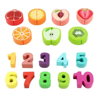 Sadje Sadje Število Matematiko Sortiranje Uganke Bloki Štetje Obliko Stacker Lesene Montessori Vrtec Učenje Igrače za Toddlers 3