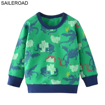 SAILEROAD 2pcs Otroci Sweatshirts za Otroci Hoodies Risanka Dinozaver Baby Fantje Vrhovi Tees T-Majice Jeseni Fant Oblačila 7Years