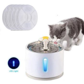 Samodejno Hišnih Mačk Vodnjak z Razsvetljavo LED-5 Paket Filtrov Za 2,4 L USB Psi, Mačke Izklop Pijem Napajalni Skledo Pitne Razpršilnik