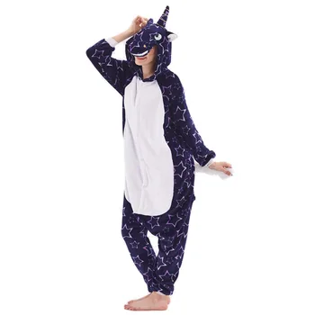 Samorog Ženske Pajama Onesie kigurumis Galaxy Pegasus Unisex Odraslih Sleepwear Flanela Homewear Onepiece Pajama Stranka Obleko Kostum