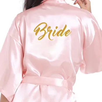 Seksi Satenast Kimono Poročne Obleke Zlate Bleščice Nevesta Družico More Nightgown jutranje Stranka Sleepwear za Ženske