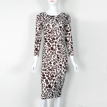Seksi Žensk Paket Hip Bodycon Obleko Tri Četrtine Midi Obleke 2020 Pomlad Jesen Trdna Leopard Priložnostne Urad Ženske Obleke Robe