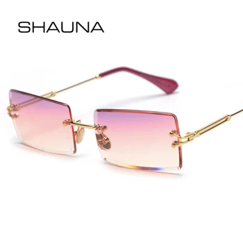 SHAUNA Moda Pravokotnik Gradient sončna Očala Ženske Rimless sončna Očala UV400
