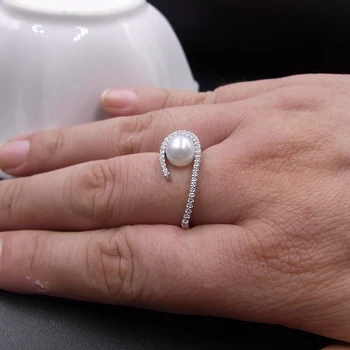 Sinya 925 sterling srebrni Prstan z visoko luter Naravni biser Fine Nakit, poročni blagovne znamke Zaročni prstan za ženske ljubimec