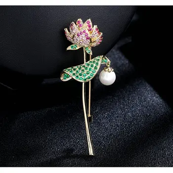 SINZRY NOVIH sintetičnih pearl kubičnih cirkon rose cvet elegantno priljubljena broške lady obleko, nakit, pribor