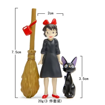 SJFC H-Q 3pcs/veliko Studio Ghibli Hayao Miyazaki Kiki ' s Delivery Service Kiki & JiJi Cat & Čarobno Metlo Dejanje Slika Igrače