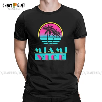 Smešno Miami Vice T-Shirt Moški Okrogle Ovratnik Bombažne Majice S Kratkimi Rokavi Vaporwave Kratek Rokav Tees Nov Prihod Vrhovi