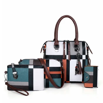 SMOOZA, ženske luksuzni Kariran torbice, oblikovalec torbice 2020, tassel torbice, kakovost torbice z ročajem, 4-delni set,