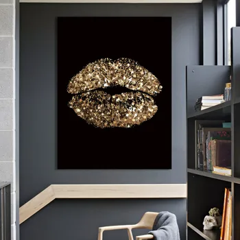 Sodobna Moda Platno Wall Art Črna in Bela barva Poleg Slike za Notranje zadeve Seksi Ustnice Slike za Dom Design brez okvirjev