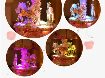 Sodobna Utripajoče LED Luči Smolo Vrtiljaka Music Box Ornament Obrti Rojstni dan, Poročno Darilo Otroci Doma Desk Pribor Dekoracijo