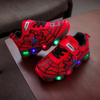 Spiderman risanka otroci priložnostne čevlji vroče prodaje LED osvetljeno superge otroci žareče princesa dekleta baby čevlji za tenis