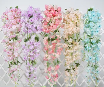 SPR Češnjev cvet Wisteria Garland Visi Cvet šopek Poročni Obred Dekor Svile Wisteria Trte Poroko Arch Cvetlični Dekor