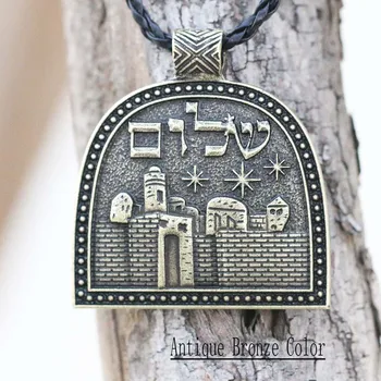 Srednjeveški Simbol Obesek Izrael Slog Christian Zlati Jeruzalem Mir Hebrejski Shalom Judovstva Ogrlica