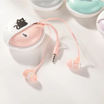 Srčkan 3,5 mm Slušalke Žične Slušalke Cattoon V Uho brsti Organizator Polje Primeru Slušalke za Iphone, Samsung Mp3 Ipod Glasbe Čepkov