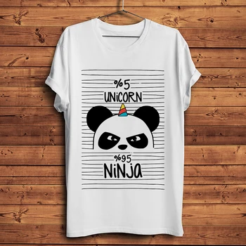 Srčkan panicorn samorog ninja panda smešno tshirt moški poletje nova bela kratek rokav casual men majica vrhnja ulične