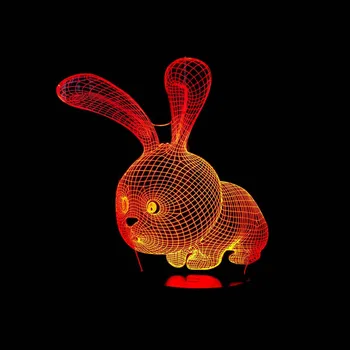 Srčkan Zajec 3D Nočna 7 Barv Spreminjanje Hare Domačo Razsvetljavo namizne Svetilke Spalnica, Otroška Spalna Noč Luč Za Dom Dekor Lučka