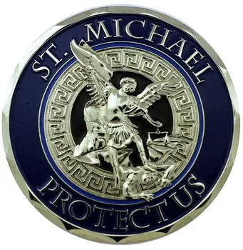 St. Saint Michael Nadangel - Policijski Ščit + Molitev - Kovanca Pocket