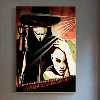 Stenski Dekor Letnik V kot Vendetta Filmski Plakat, Črni in Beli Retro Platno Slikarstvo Cafe Bar Stenske Slike za dnevno Sobo