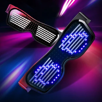 Stranka LED Očala Disco Vinski Bar Dinamično Utripajoče LED Očala Raves Bluetooth APP Besedilo Prilagodljiv sveti Stekla USB Polnjenje