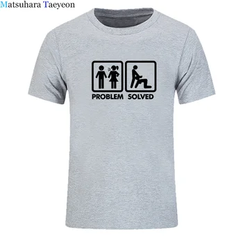 Summe Problem Rešen T Shirt Humor Humoreska Zgleduje moške oblačila, Kratki Rokavi srajce Bombaž O-Vratu Moda Tshirt Moški