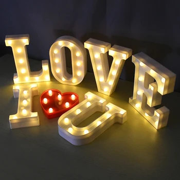 Svetlobna LED Črko, Številko Noč Luči angleške Abecede Število Baterije Svetilke Romantično Poroko, Božič Stranka Dekoracijo