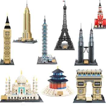 Svetovno Znani Stavbe Taj Mahal Big Ben točko Serije Grad Model Gradnik Združljiv Boy Toy Darilo