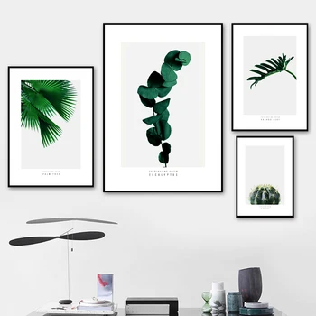 Sveže Zelene Monstera Kaktus Listi Rastlin Wall Art Platno Slikarstvo Nordijska Plakatov In Fotografij Stenske Slike Za Dnevna Soba Dekor