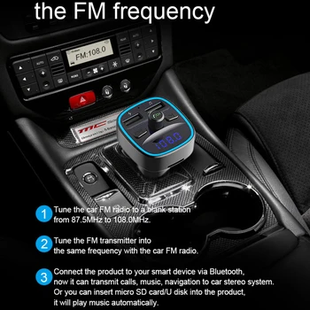T25 Avto FM Oddajnik Avto Polnilnik, Bluetooth, MP3 Predvajalnik Inteligentni Glasovno Navigacijo 12-24 V
