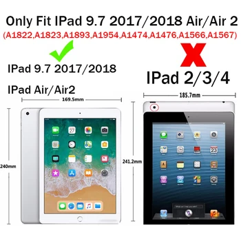 Tablični Primeru za Apple Ipad 5 6 Zraka Air 2, iPad, 5. in 6. Gen 9.7 2017 2018 Risanka Samorog Zaščitno pokrivalo Smart Stojijo Lupine Coque