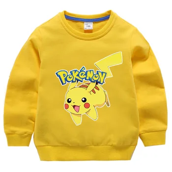 Takara Tomy Pokemon Pikachu Natisnjeni Hoodies Dolge Rokave Bombaž Otroci, Fantje, Dekleta, Otroci Sweatshirts Oblačila Nadlak
