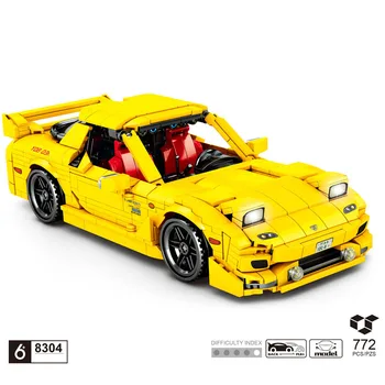 Tehnika anime Začetno D REDSUN klasična JAPONSKA šport avto gradnik modela Potegnite nazaj vozila MAZDA RX7 opeke igrače zbiranje