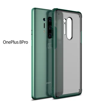 Telefon Primeru za OnePlus 8 Pro Primeru Zajema Mehko TPU Silikon Okvir Mat Prosojen Težko Hrbtni Pokrovček za En Plus 8 Pro Pribor