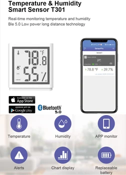 Temperatura In Vlažnost Meter LCD Zaslon Smart Bluetooth 5.0 Zaslon Digitalni Prikaz Temperature Z Alexa googlova Domača stran