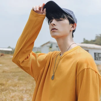 TFETTERS blagovne Znamke Jeseni Dolg Rokav T-Shirt Moški korejski Moda Pisane Barva Hip Hop Človek Priložnostne Tee Moški Ulične T Srajce