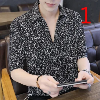 Tide blagovne znamke kratek sleeved majica s kratkimi rokavi moški 2019 poletje novo korejska različica divjega ledu svile pol-sleeved majica